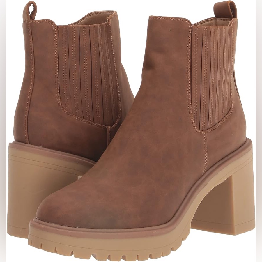 Dolce Vita Tan Ankle Heeled Booties Size 8.5 Zipper Closure